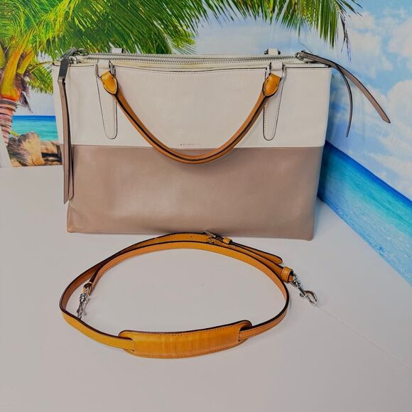 Coach 32502 Borough Bag in Two-Tone Leather Gray White Handbag Purse Briefcase - Picture 7 of 15